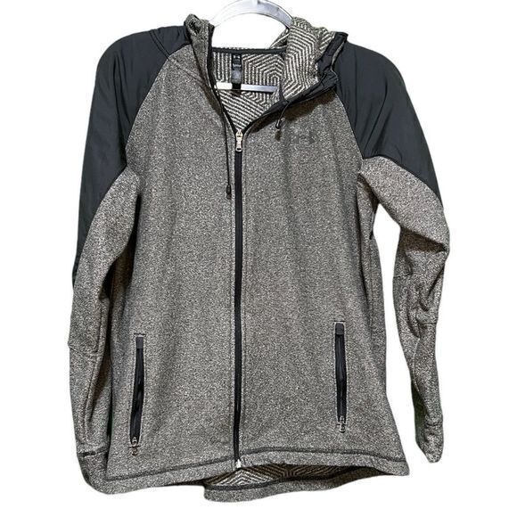 Under Armour Cold Gear Full Zip Jacket Hooded Zip Pockets Long Sleeve Gray Large - Picture 1 of 4